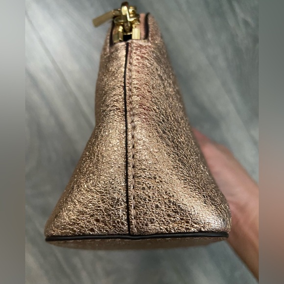 Michael Kors Leather Mettalic Rose Pink Travel Pouch Clutch Bag - Picture 6 of 15